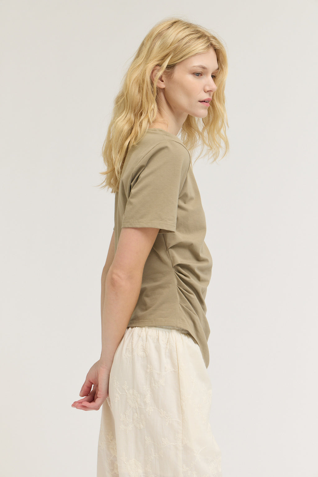 Asymmetric Jersey Top in Dry Sage
