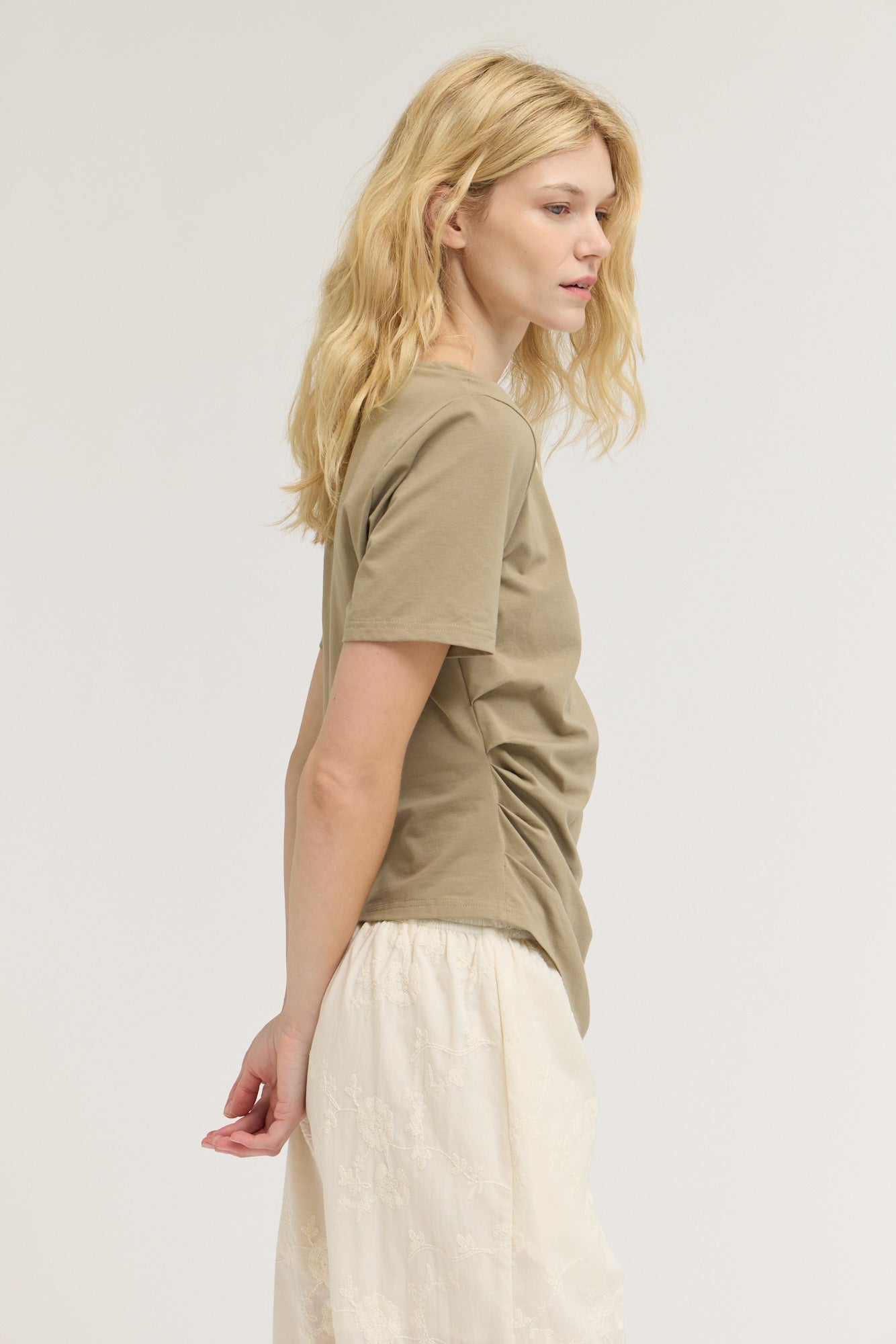 Asymmetric Jersey Top in Dry Sage