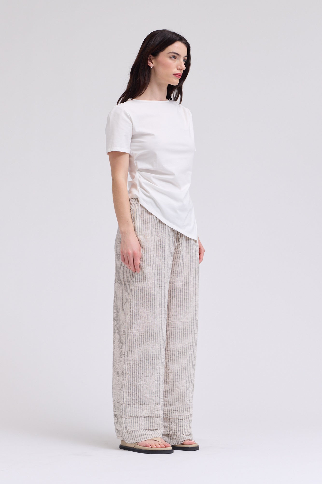 Asymmetric Jersey Top in Off White