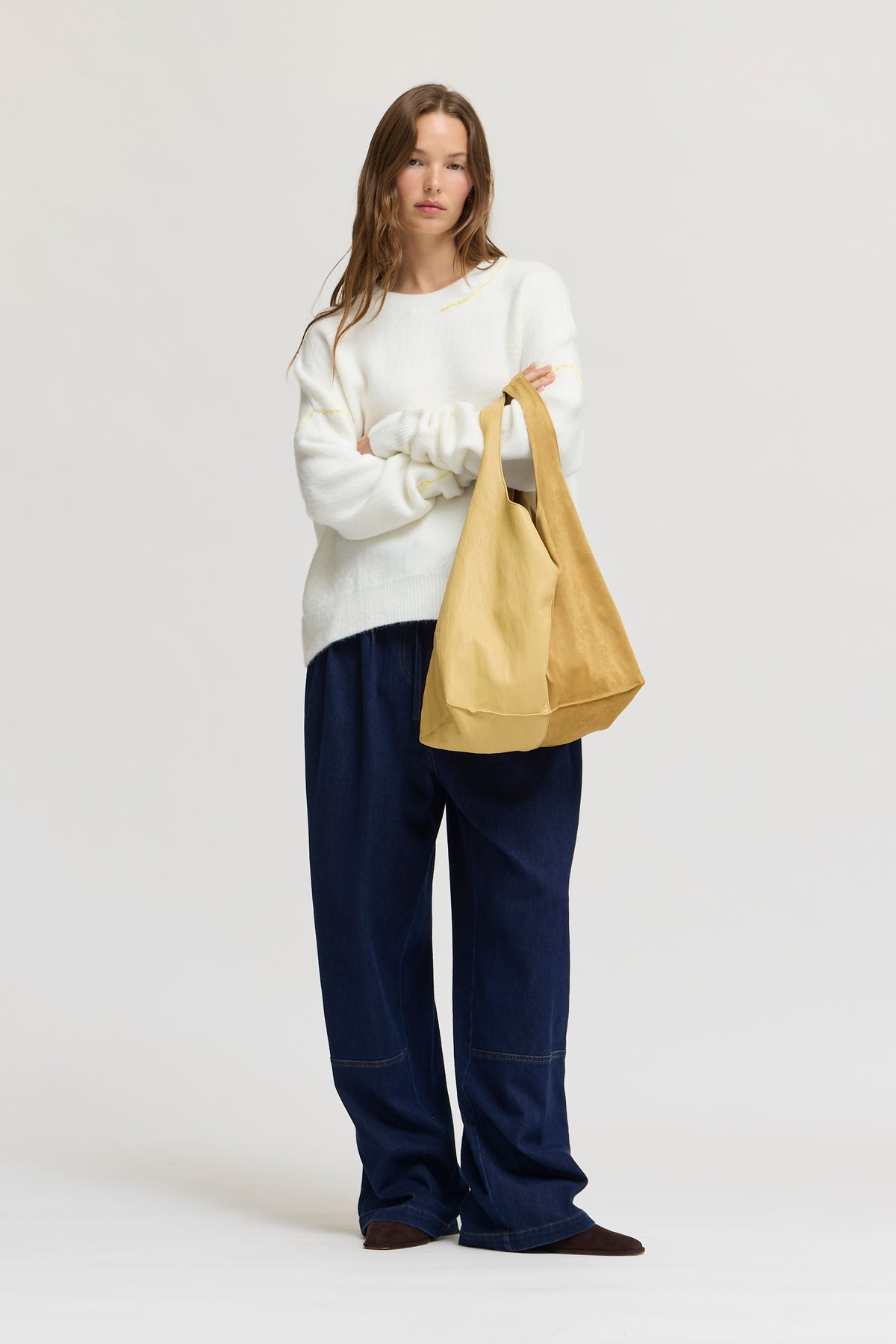 Vegan Leather Suede Bag in Dijon