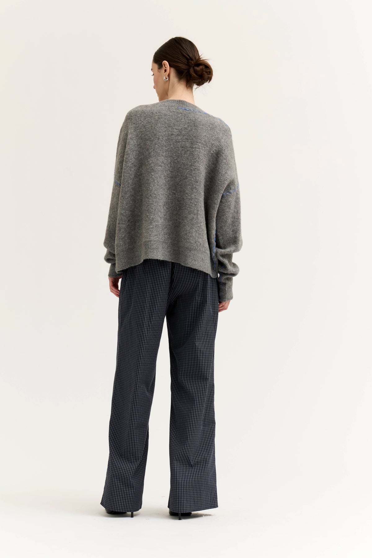 Micro Gingham Easy Pant in Midnight