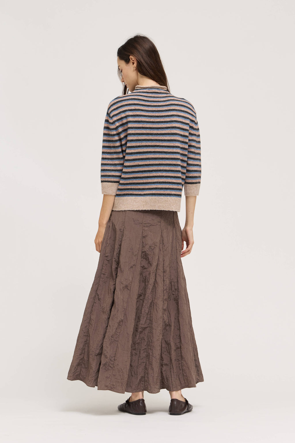 7/8 Sleeve Stripe Sweater Top