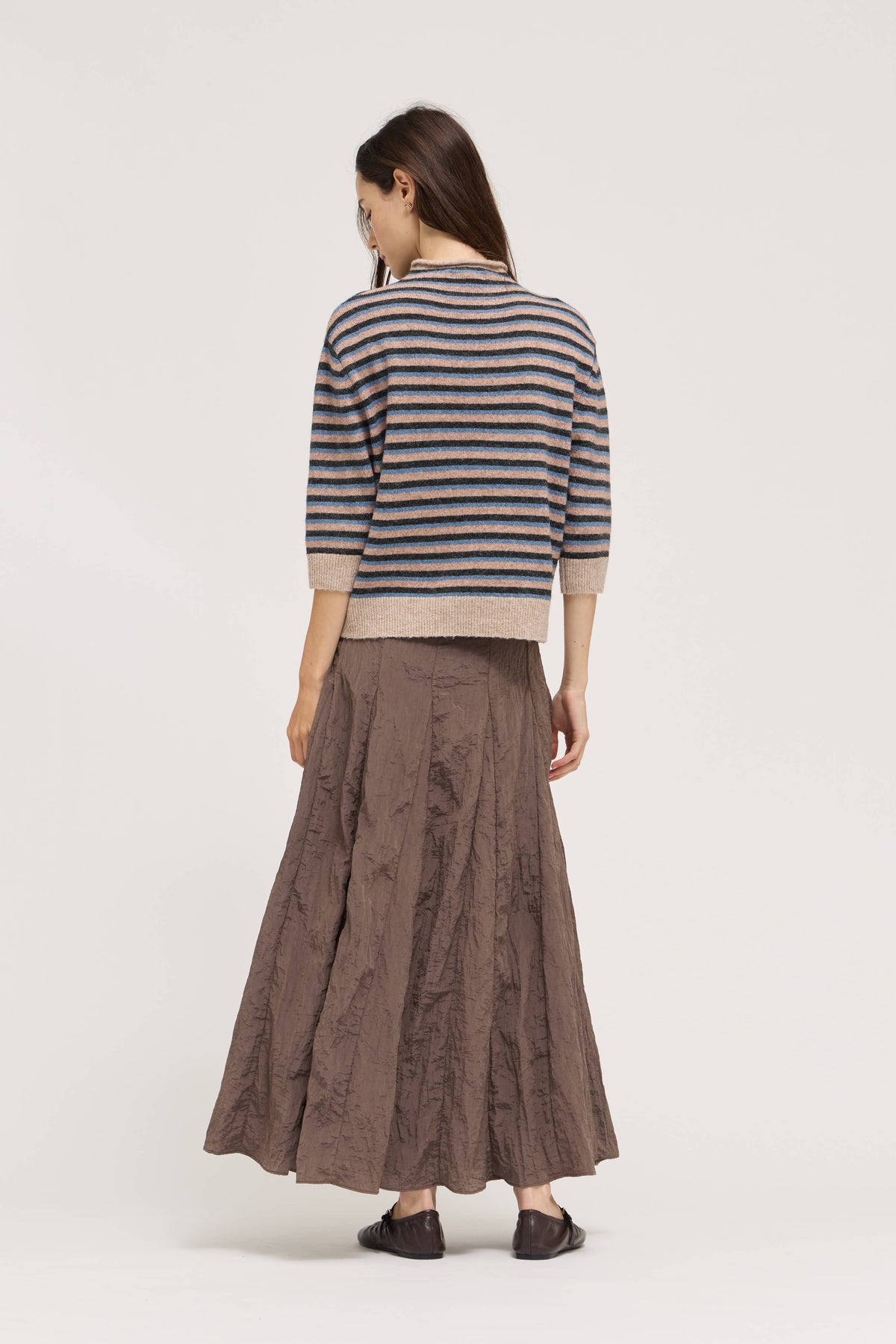 7/8 Sleeve Stripe Sweater Top