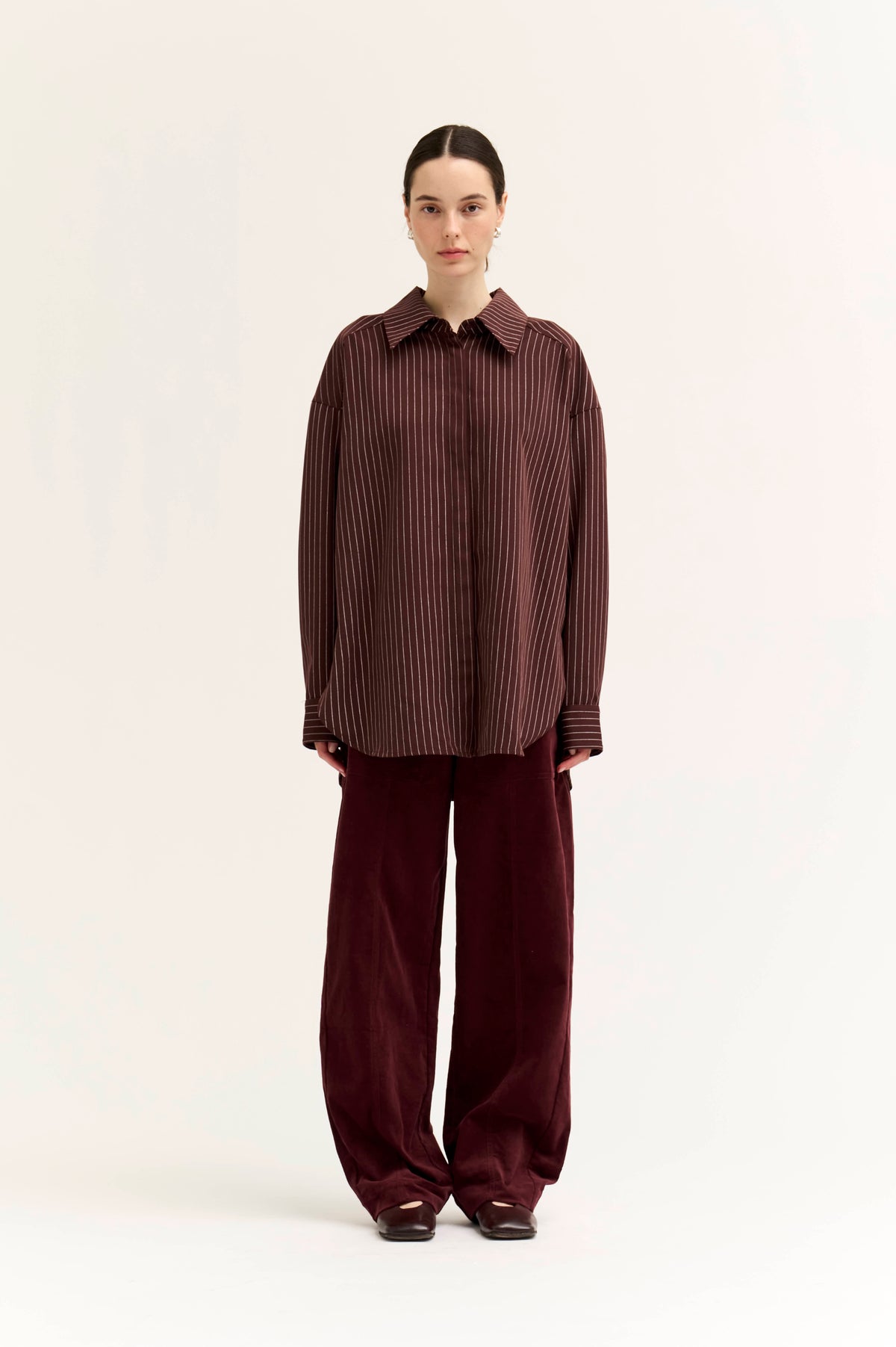 Stripe Loose Fit Shirt in Aubergine