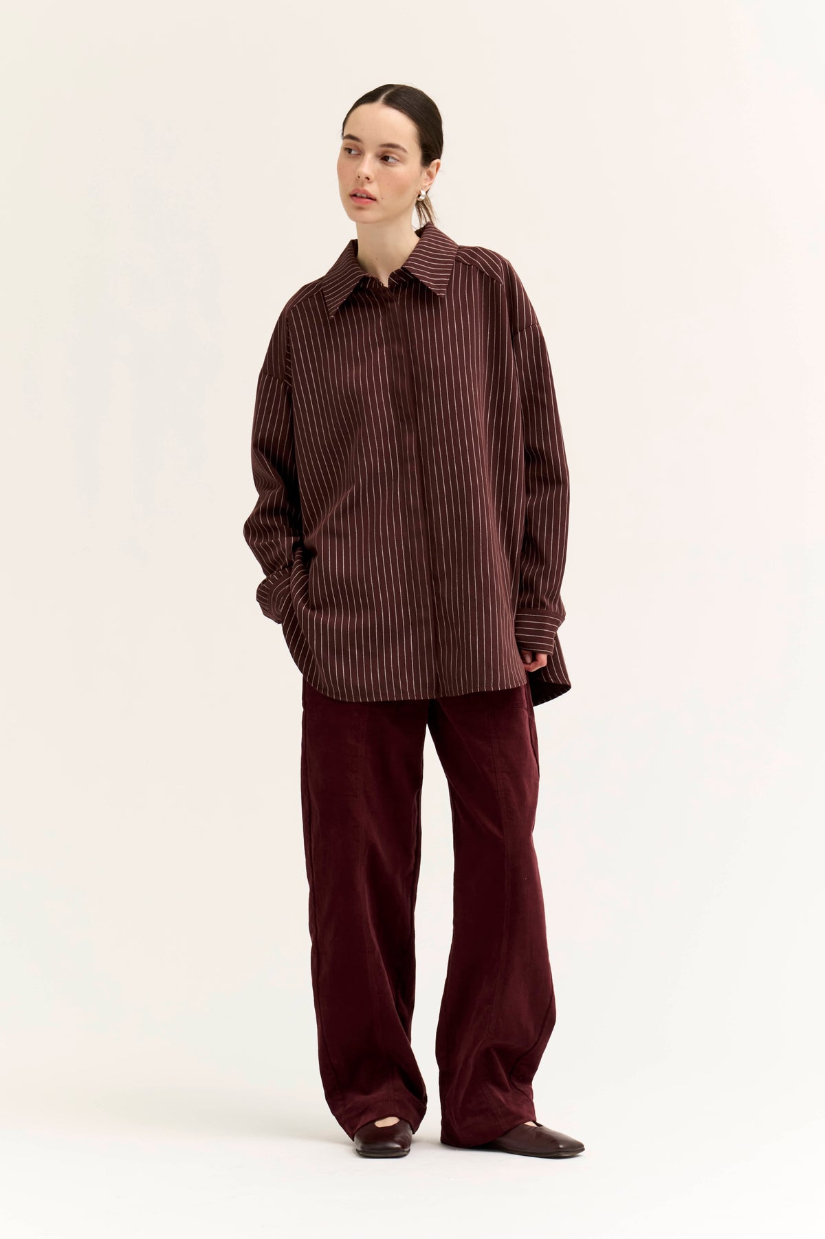 Stripe Loose Fit Shirt in Aubergine