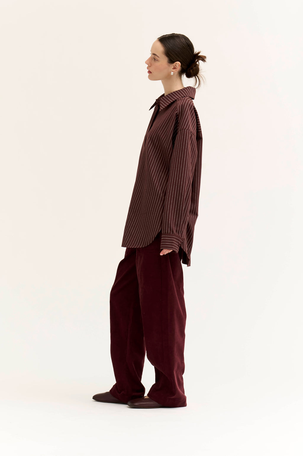 Stripe Loose Fit Shirt in Aubergine