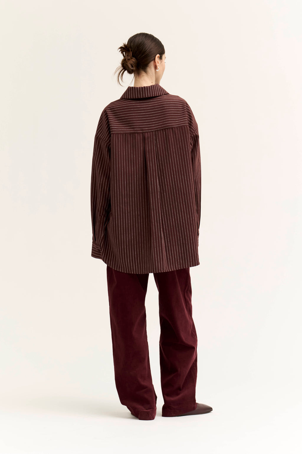 Stripe Loose Fit Shirt in Aubergine