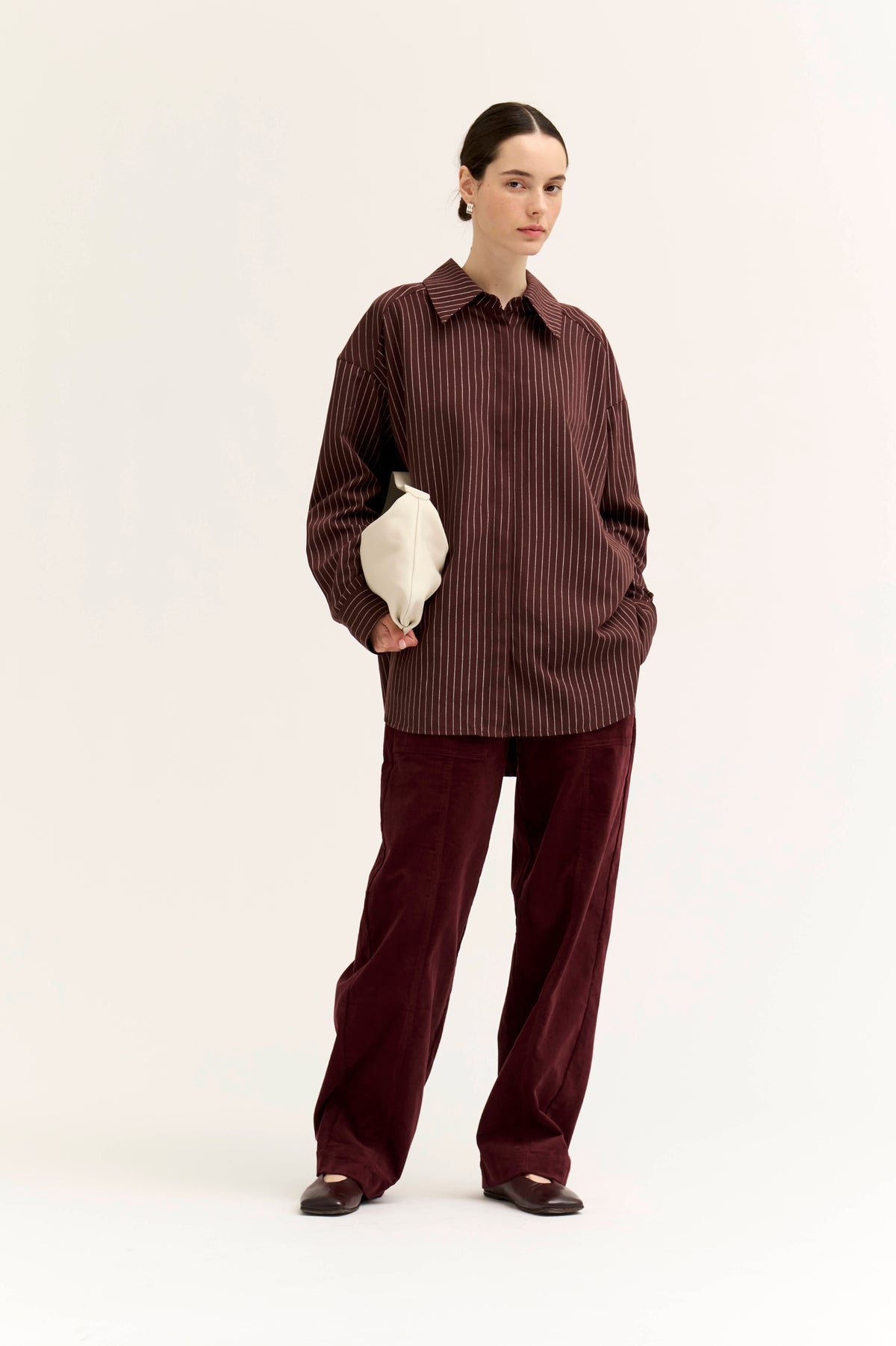 Stripe Loose Fit Shirt in Aubergine