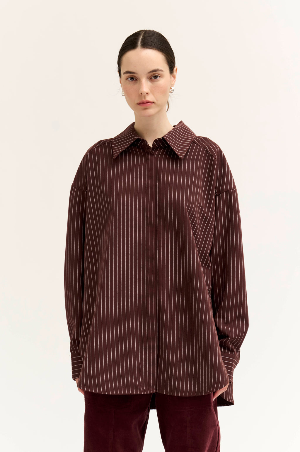 Stripe Loose Fit Shirt in Aubergine