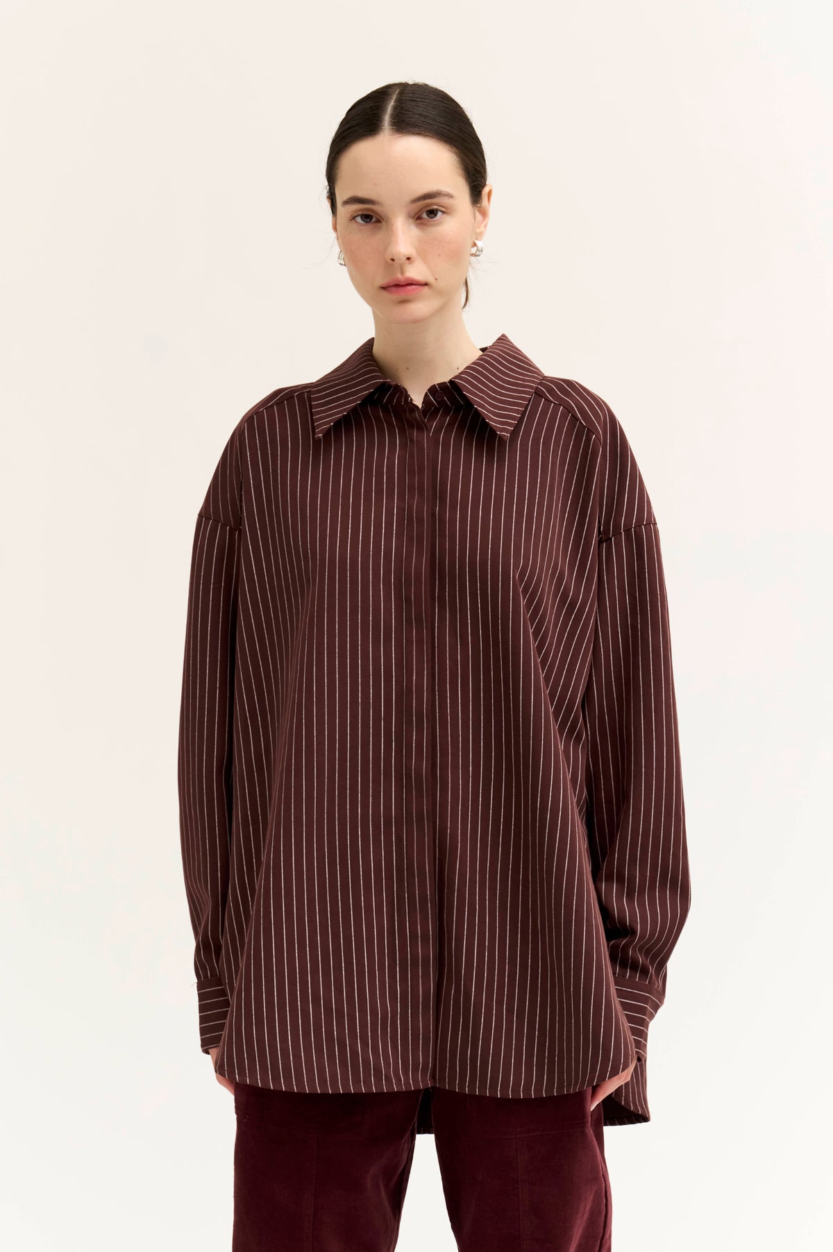Stripe Loose Fit Shirt in Aubergine