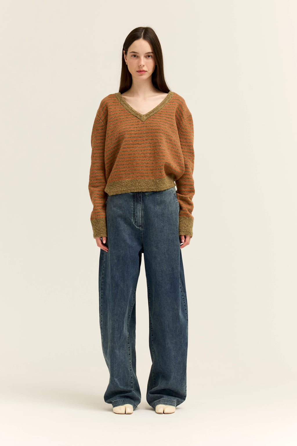 Loose Fit Cotton Twill Pants in Vintage Blue