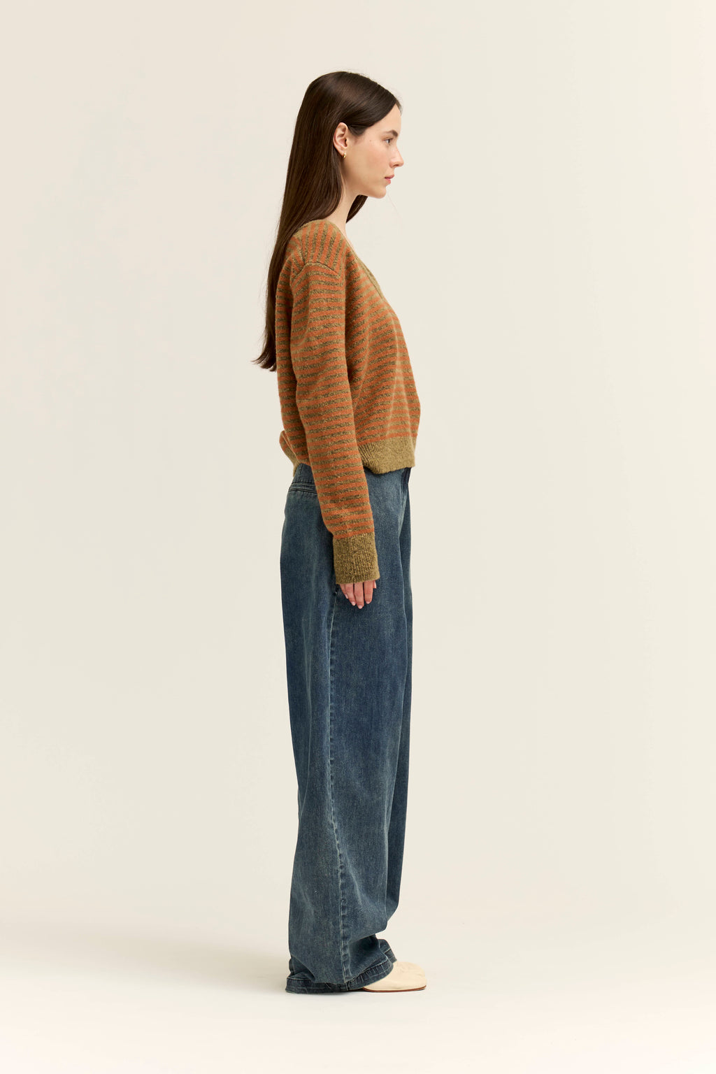 Loose Fit Cotton Twill Pants in Vintage Blue