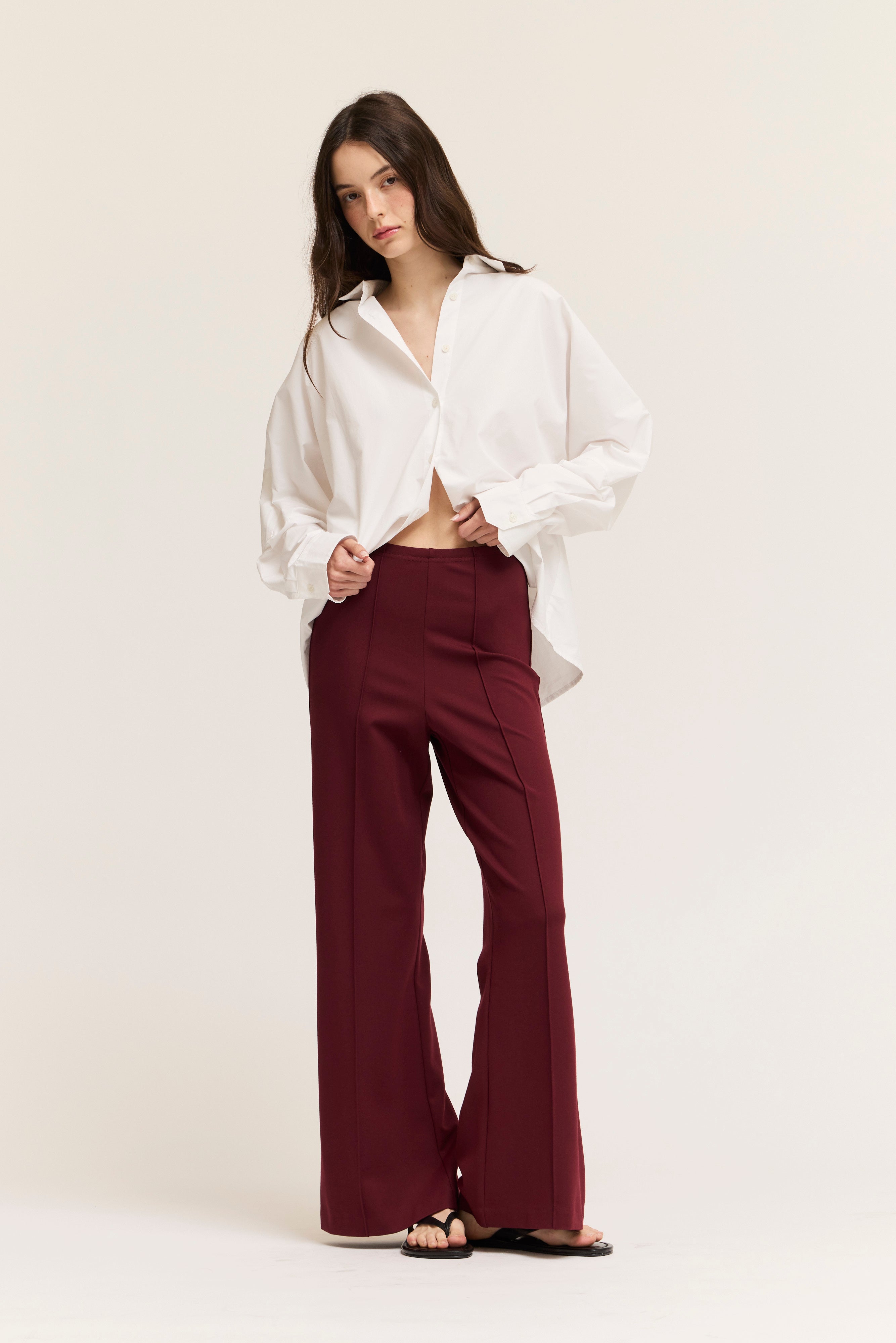 Drop Shoulder Seam Loose Fit Cotton Shirts in Off White