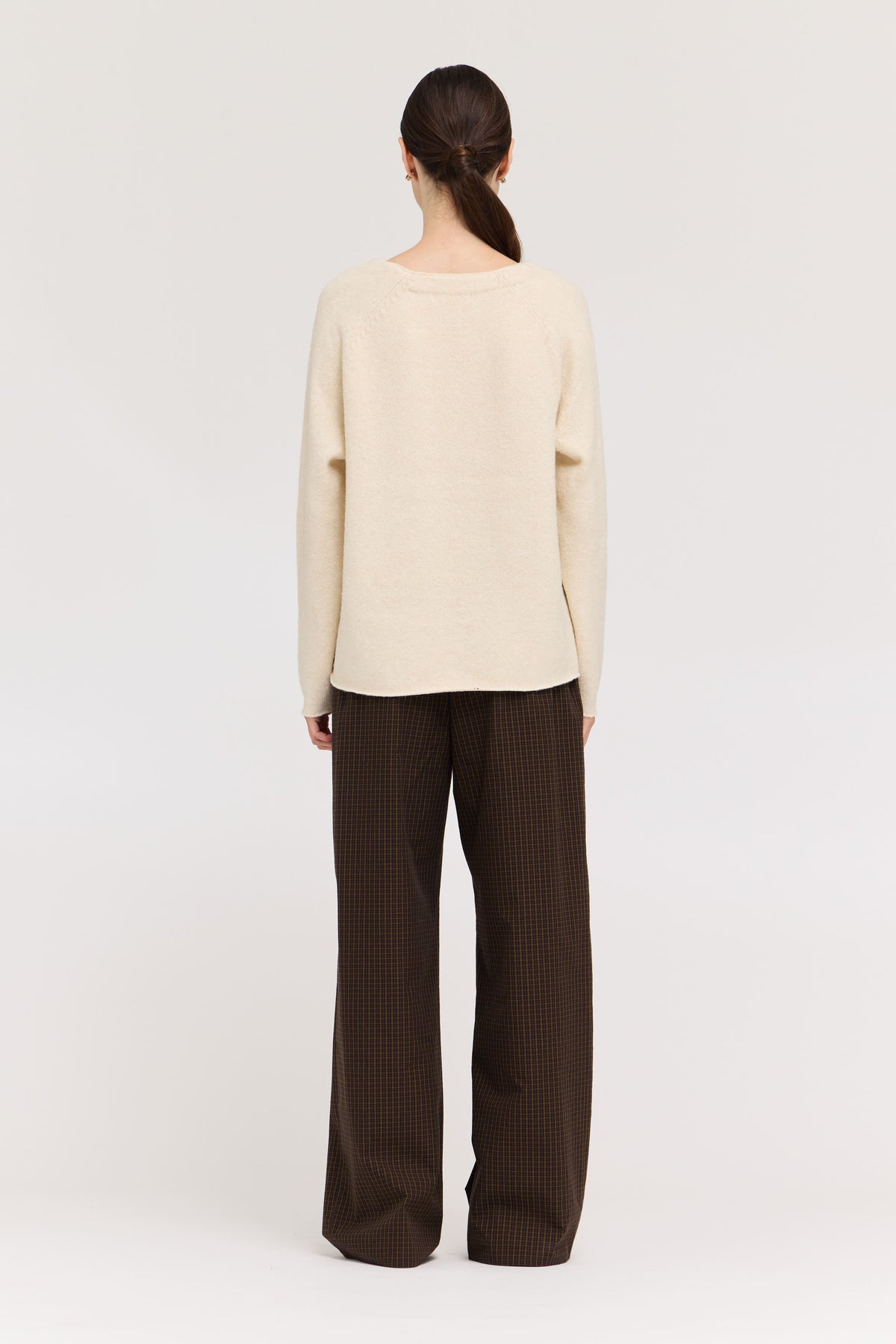 Micro Gingham Easy Pant in Brown