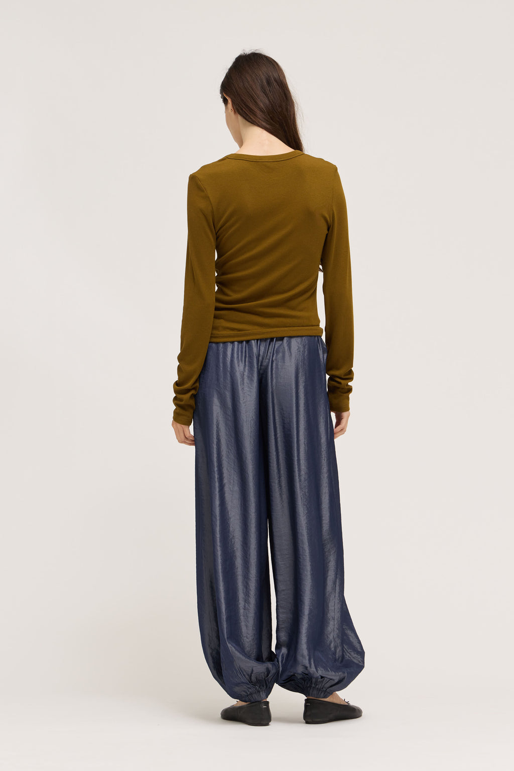 Satin Harem Pants in Indigo Blue