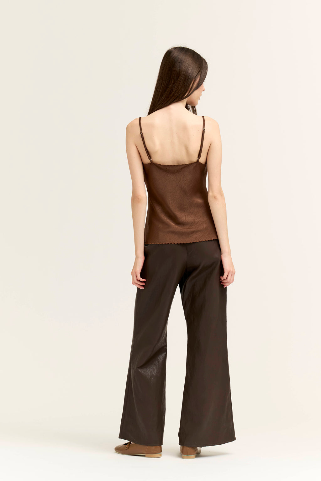 Scallop Edge Bias Tank in Chocolate