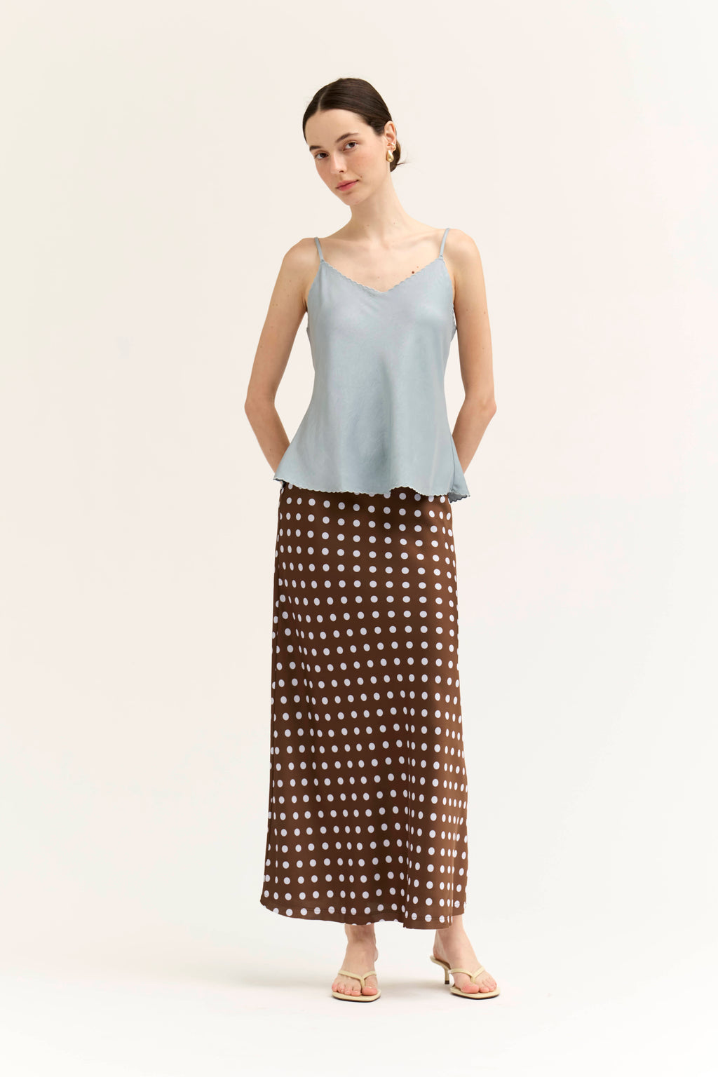 Scallop Edge Bias Tank in Dusty Blue