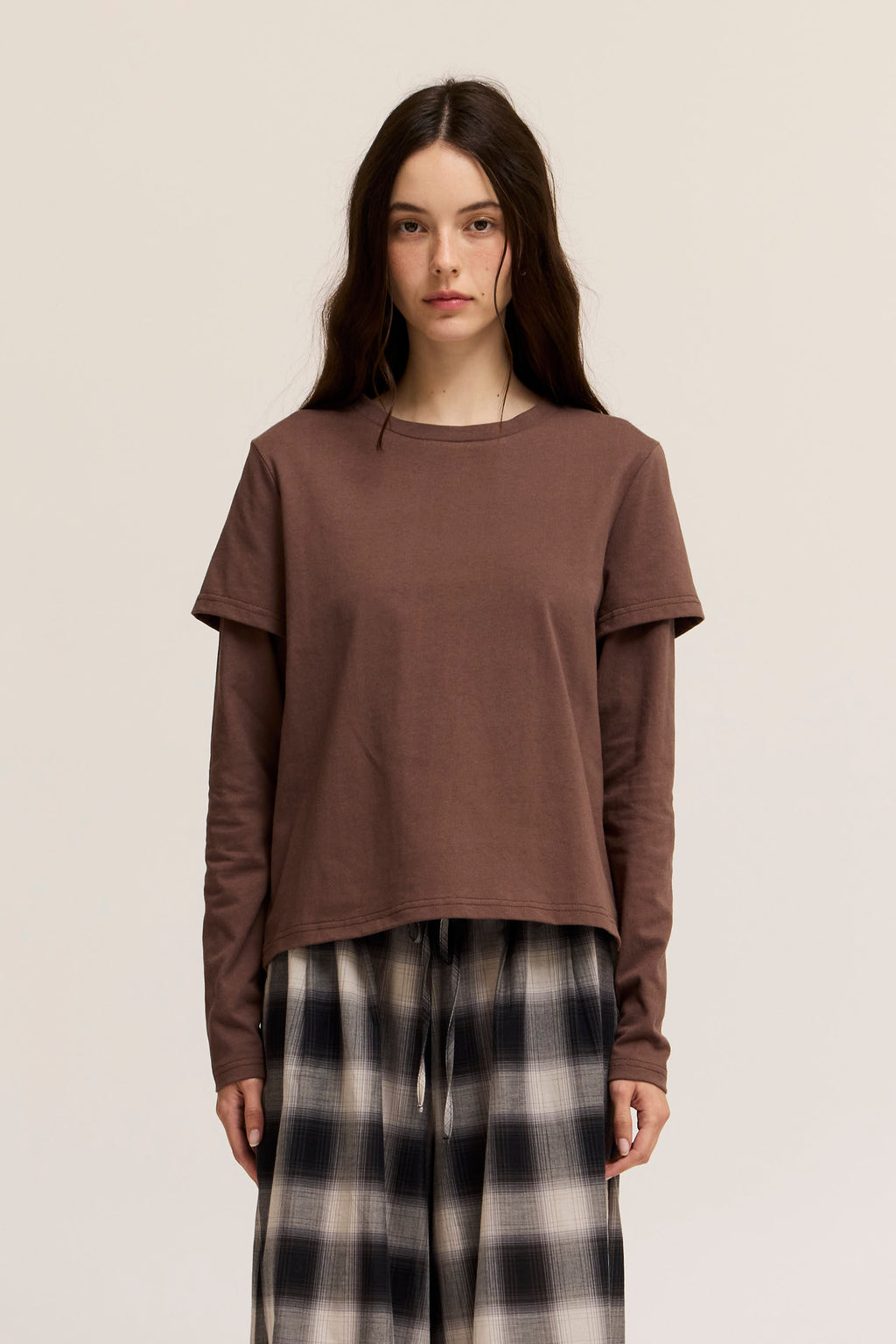 Two Layered Basic Top in Chocolate