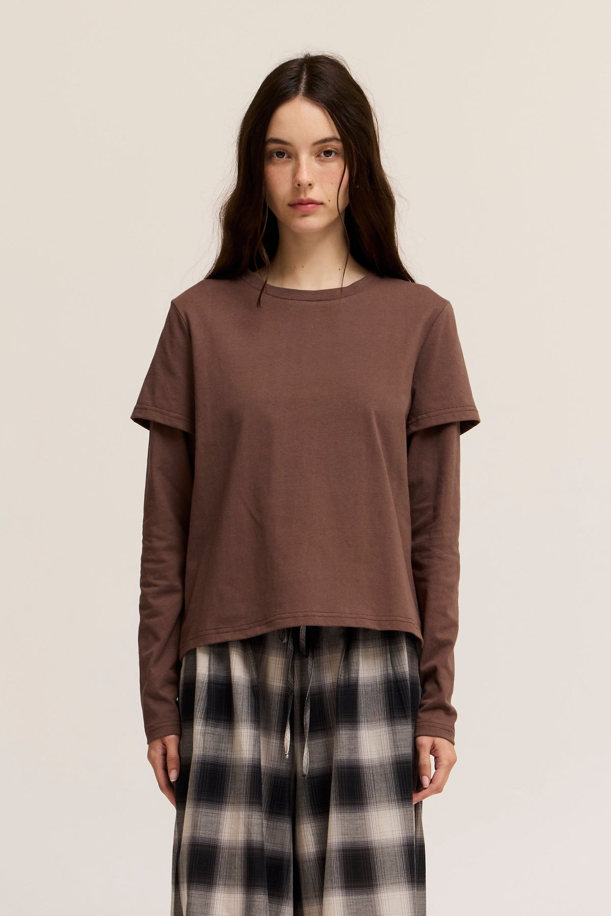 Two Layered Basic Top in Chocolate