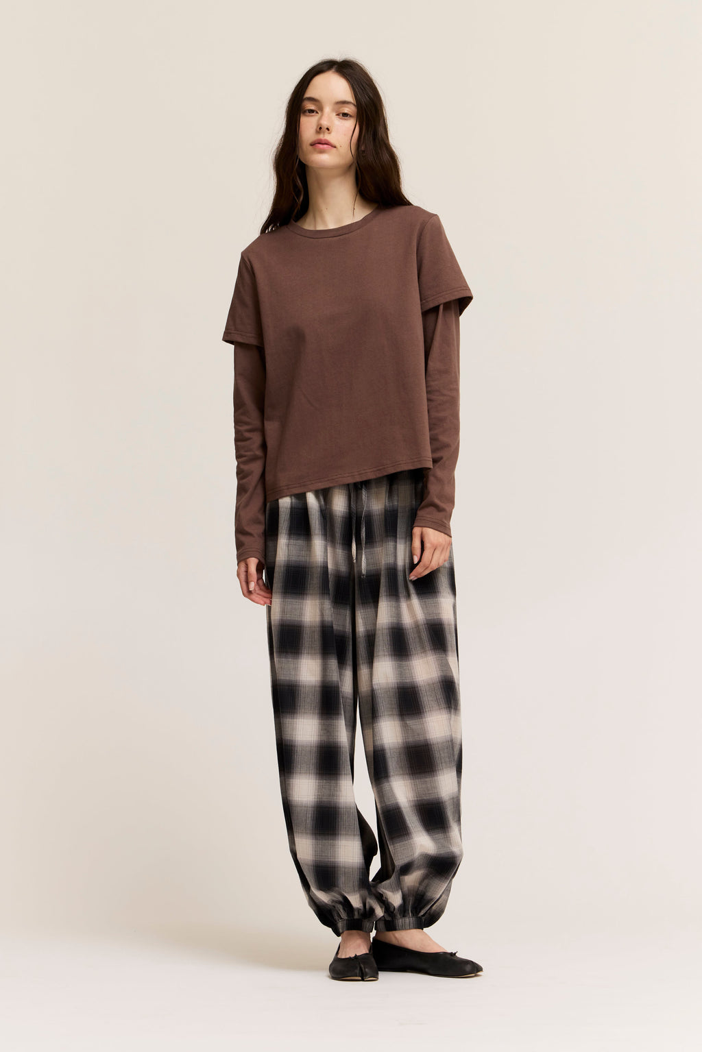 Two Layered Basic Top in Chocolate