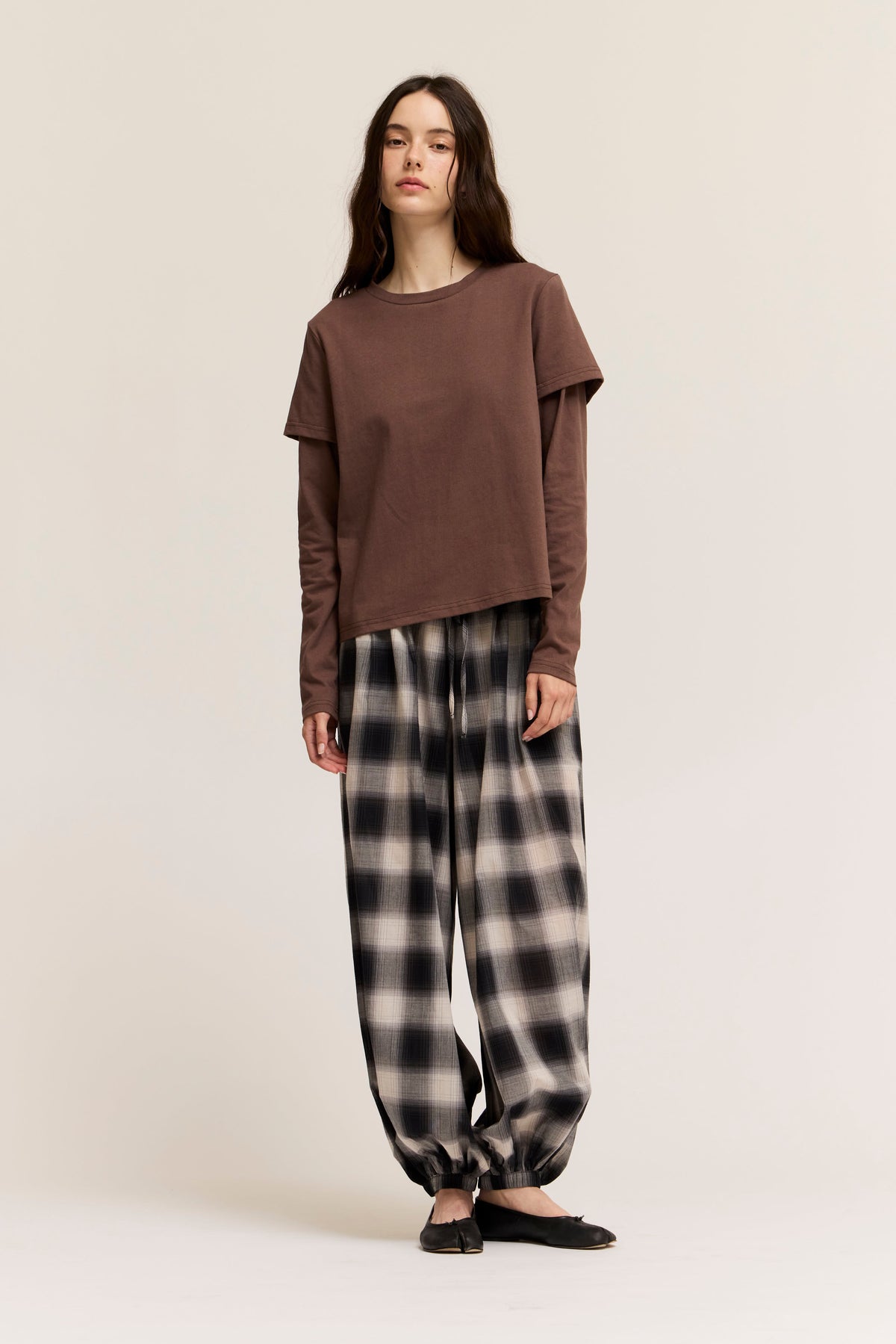 Two Layered Basic Top in Chocolate