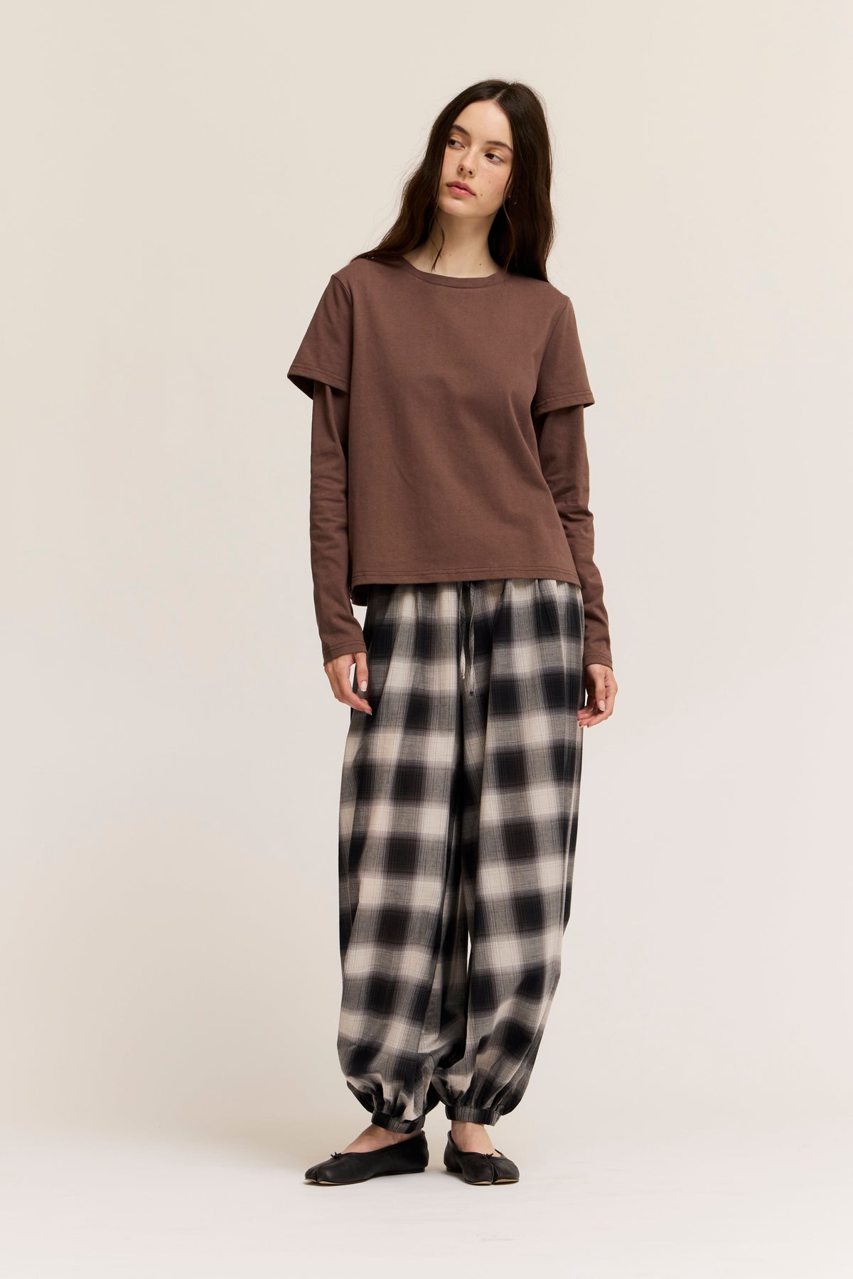 Two Layered Basic Top in Chocolate