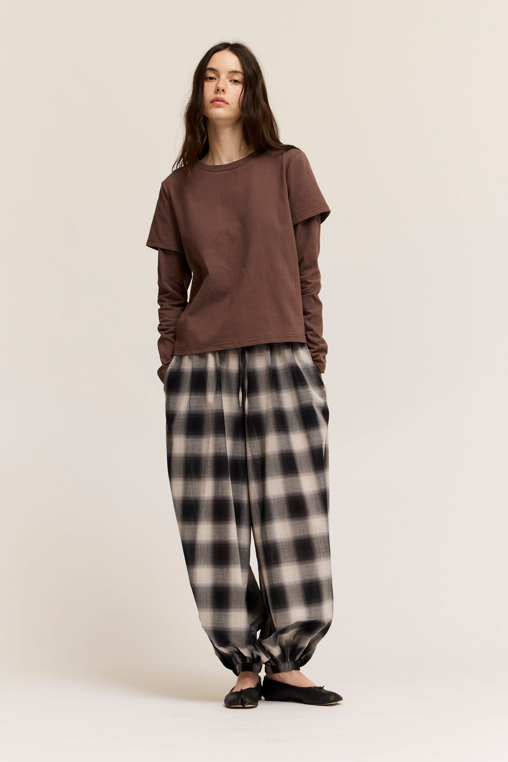 Two Layered Basic Top in Chocolate