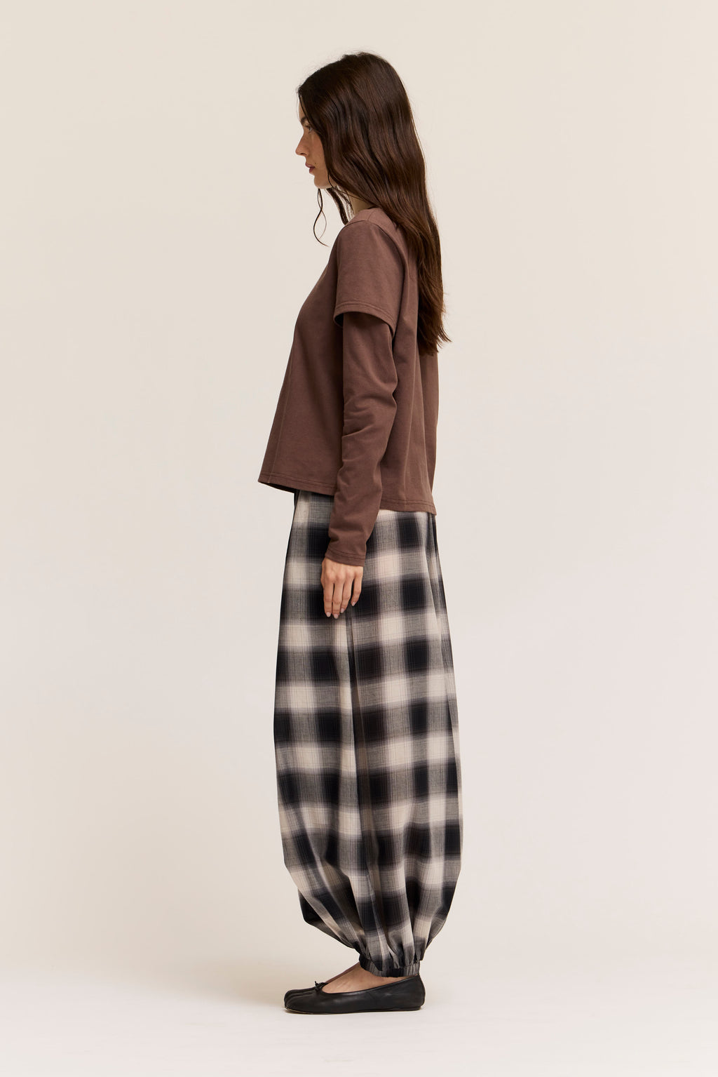Two Layered Basic Top in Chocolate