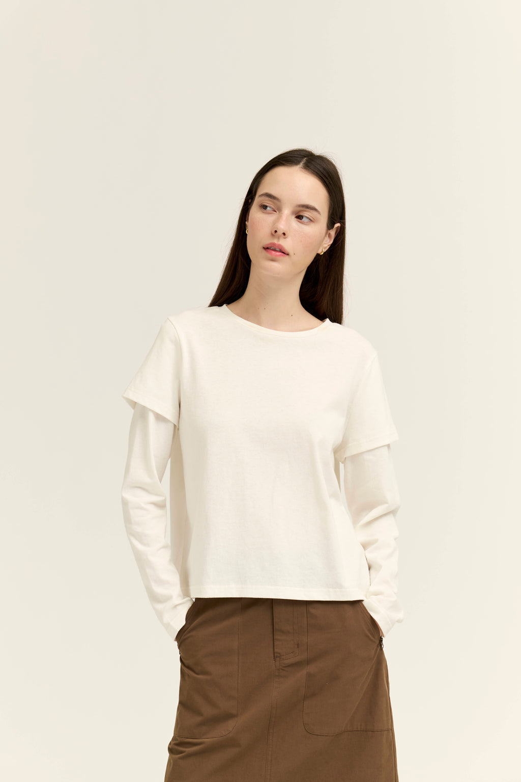 Two Layered Basic Top in Off White