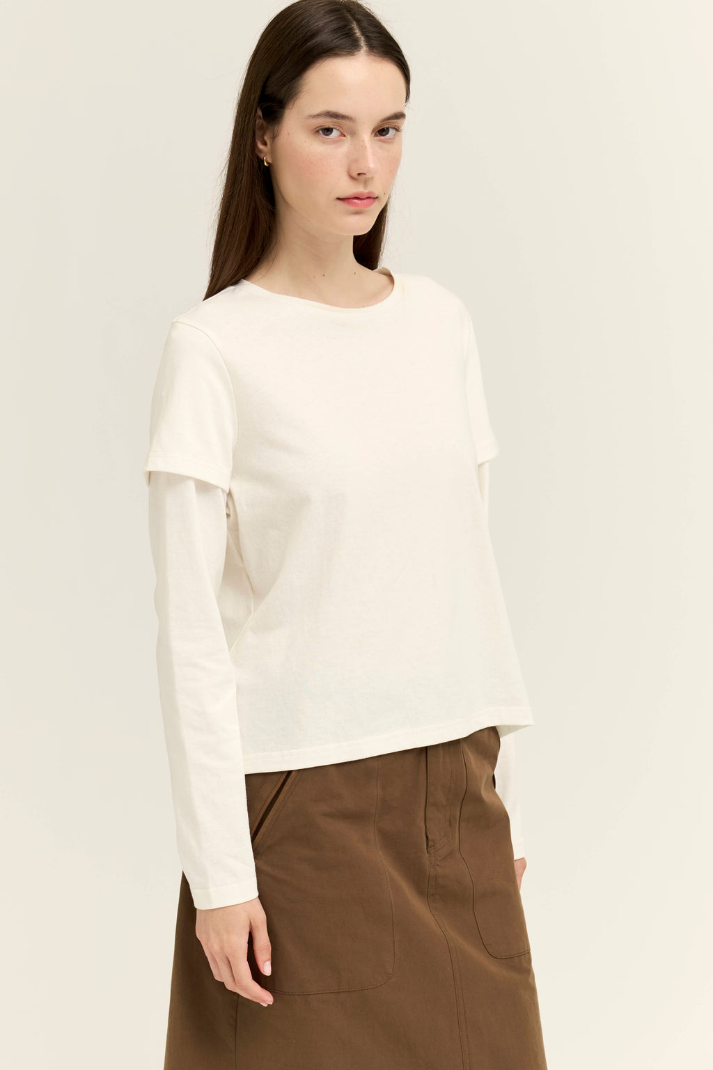 Two Layered Basic Top in Off White