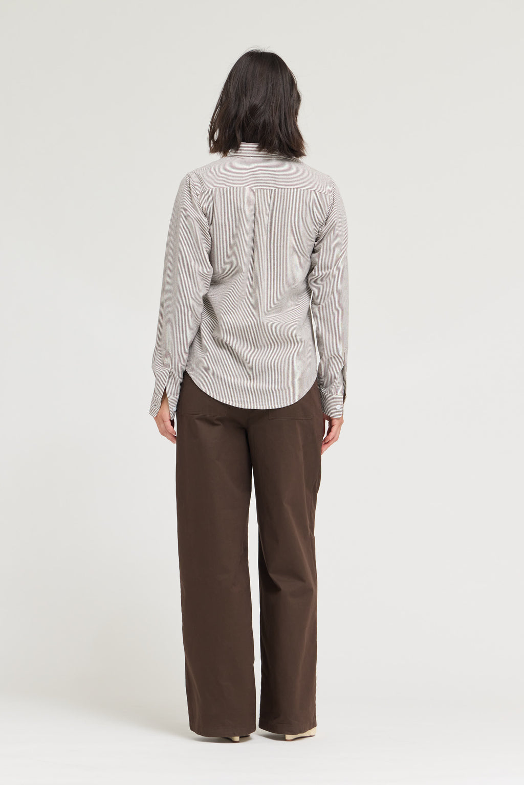 Regular Fit Cotton Stripe Shirts in Chocolate