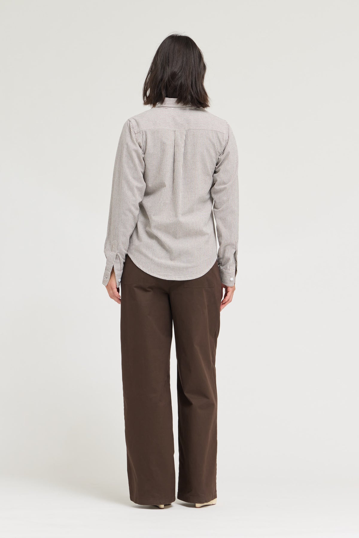 Regular Fit Cotton Stripe Shirts in Chocolate