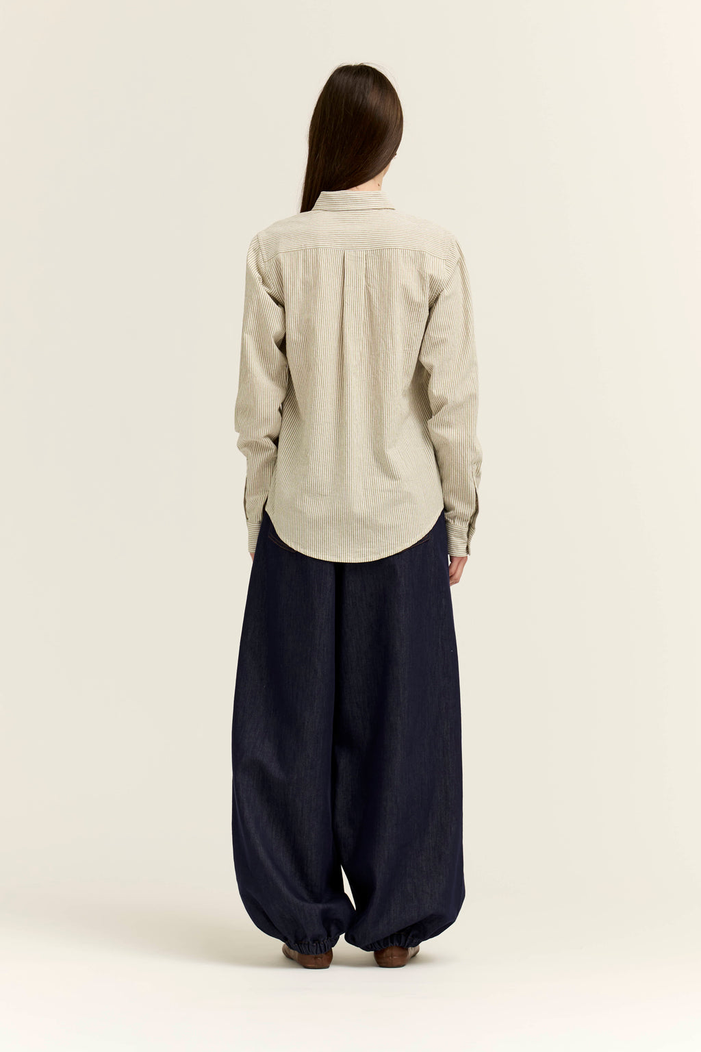 Regular Fit Cotton Stripe Shirts in Dry Herb