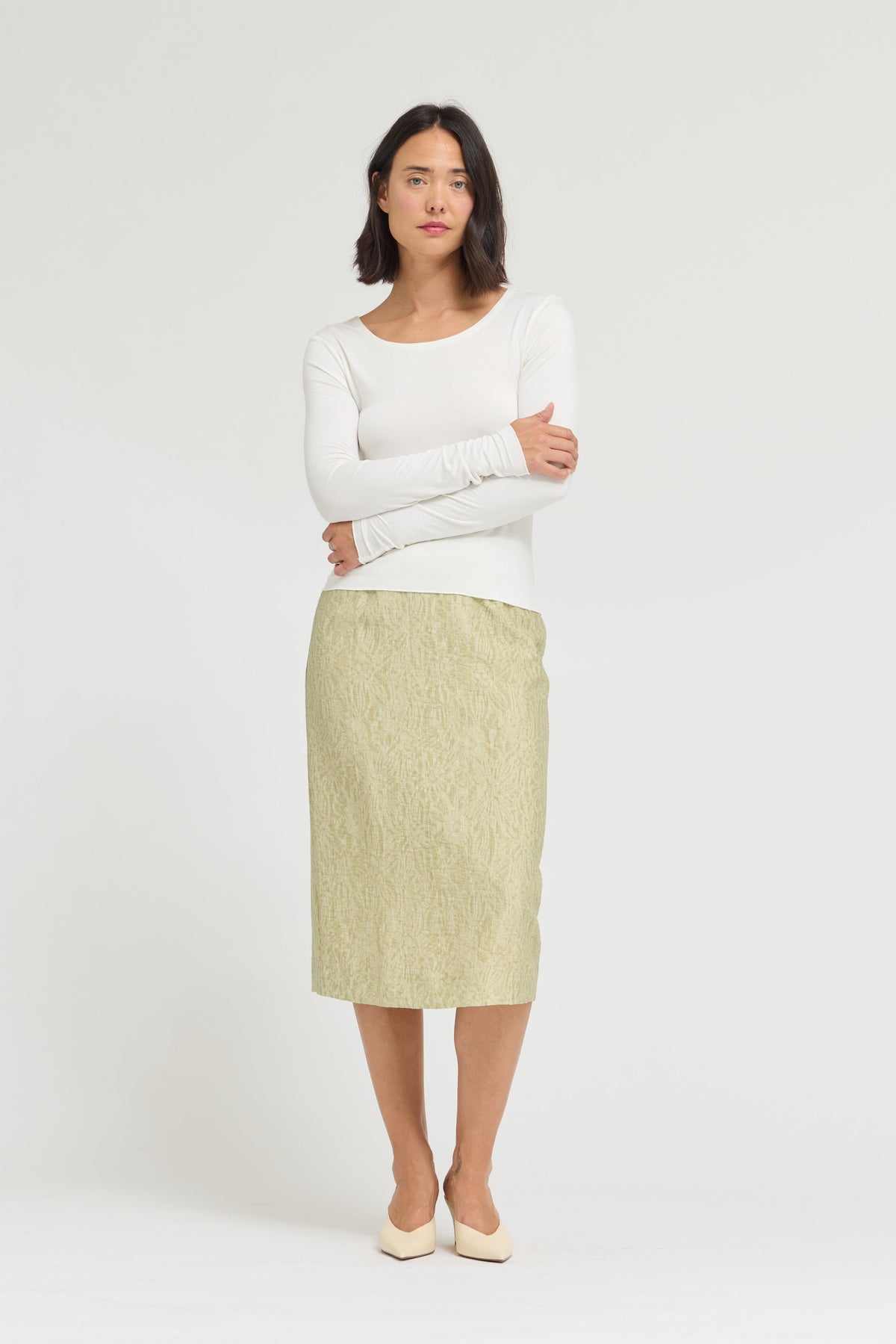 Boat Neck Jersey Top in Offwhite
