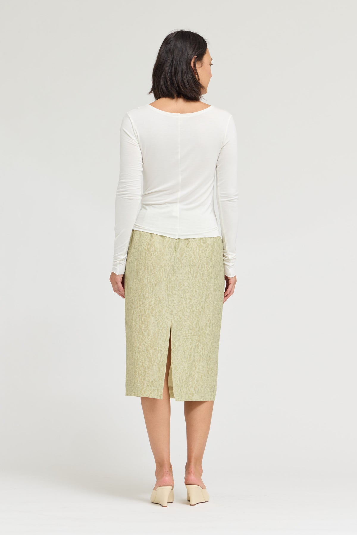 Boat Neck Jersey Top in Offwhite
