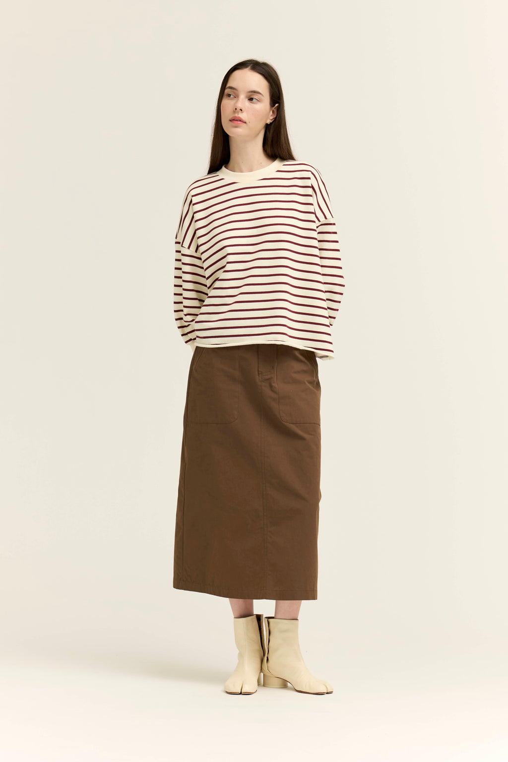 Easy Fit Stripe Sweatshirt in Cream Brick