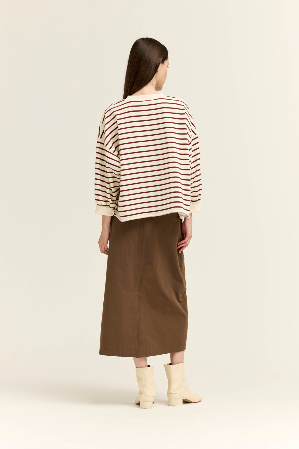 Easy Fit Stripe Sweatshirt in Cream Brick