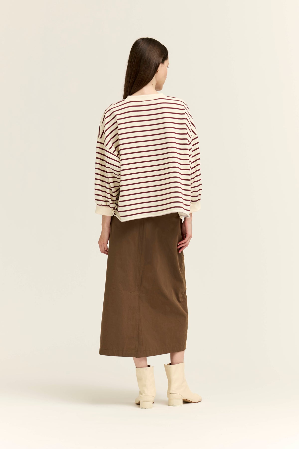 Easy Fit Stripe Sweatshirt in Cream Brick