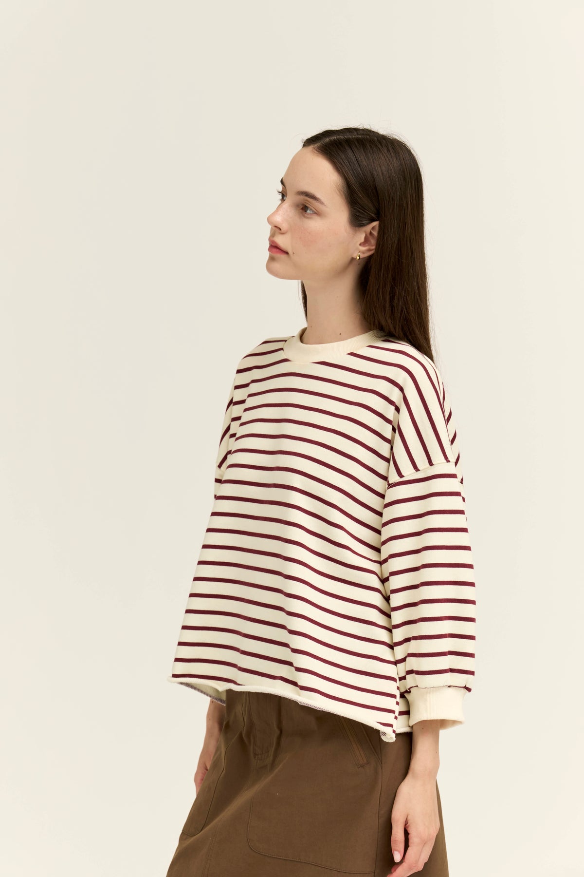 Easy Fit Stripe Sweatshirt in Cream Brick