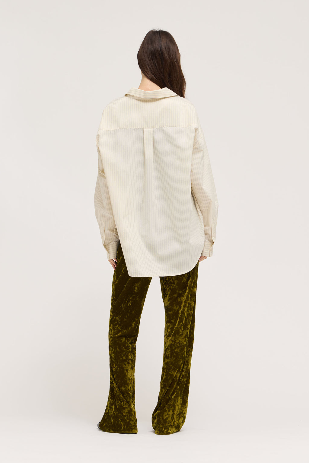 Stripe Loose Fit Button Up Shirts in Ivory