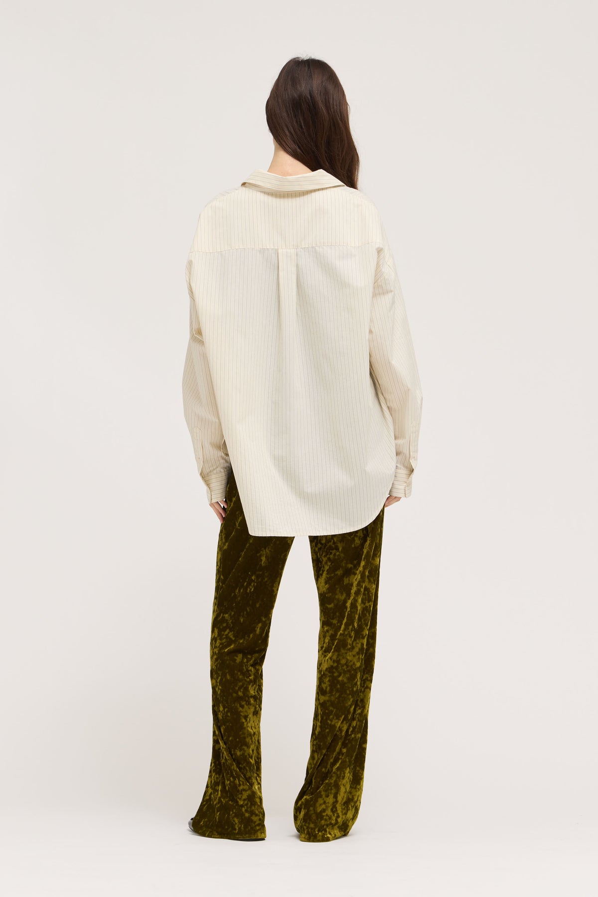 Stripe Loose Fit Button Up Shirts in Ivory