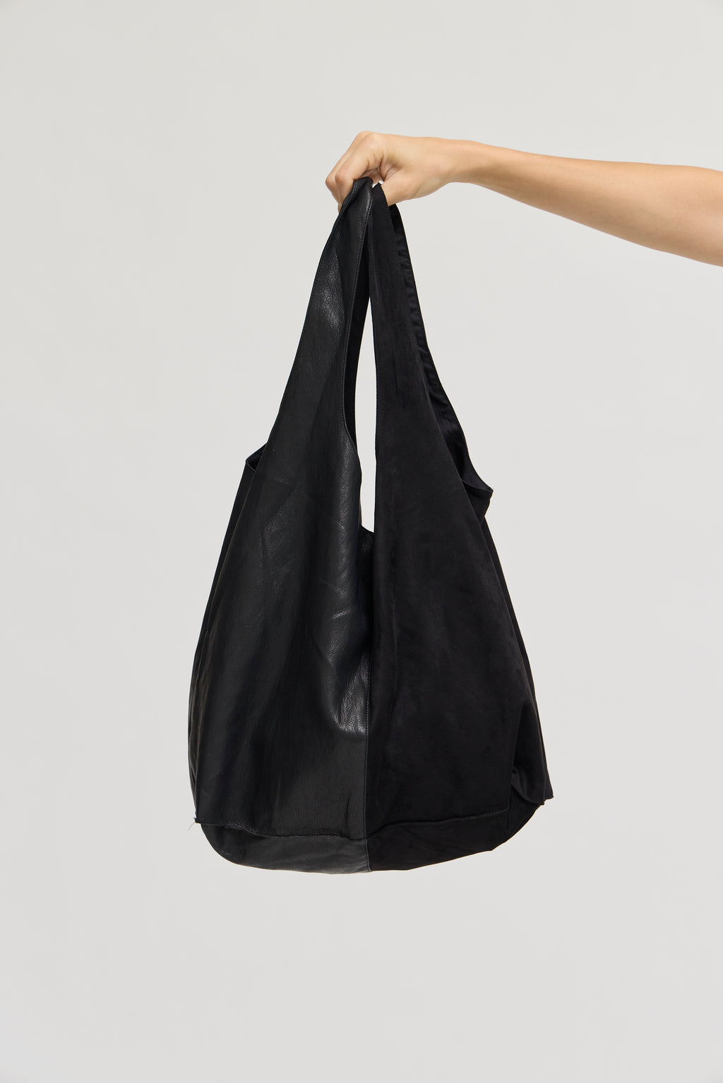 Vegan Leather Suede Bag in Black