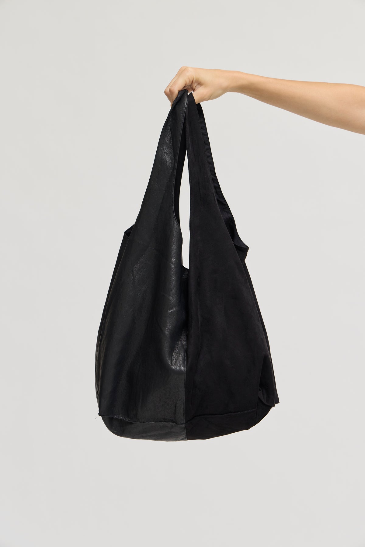 Vegan Leather Suede Bag in Black