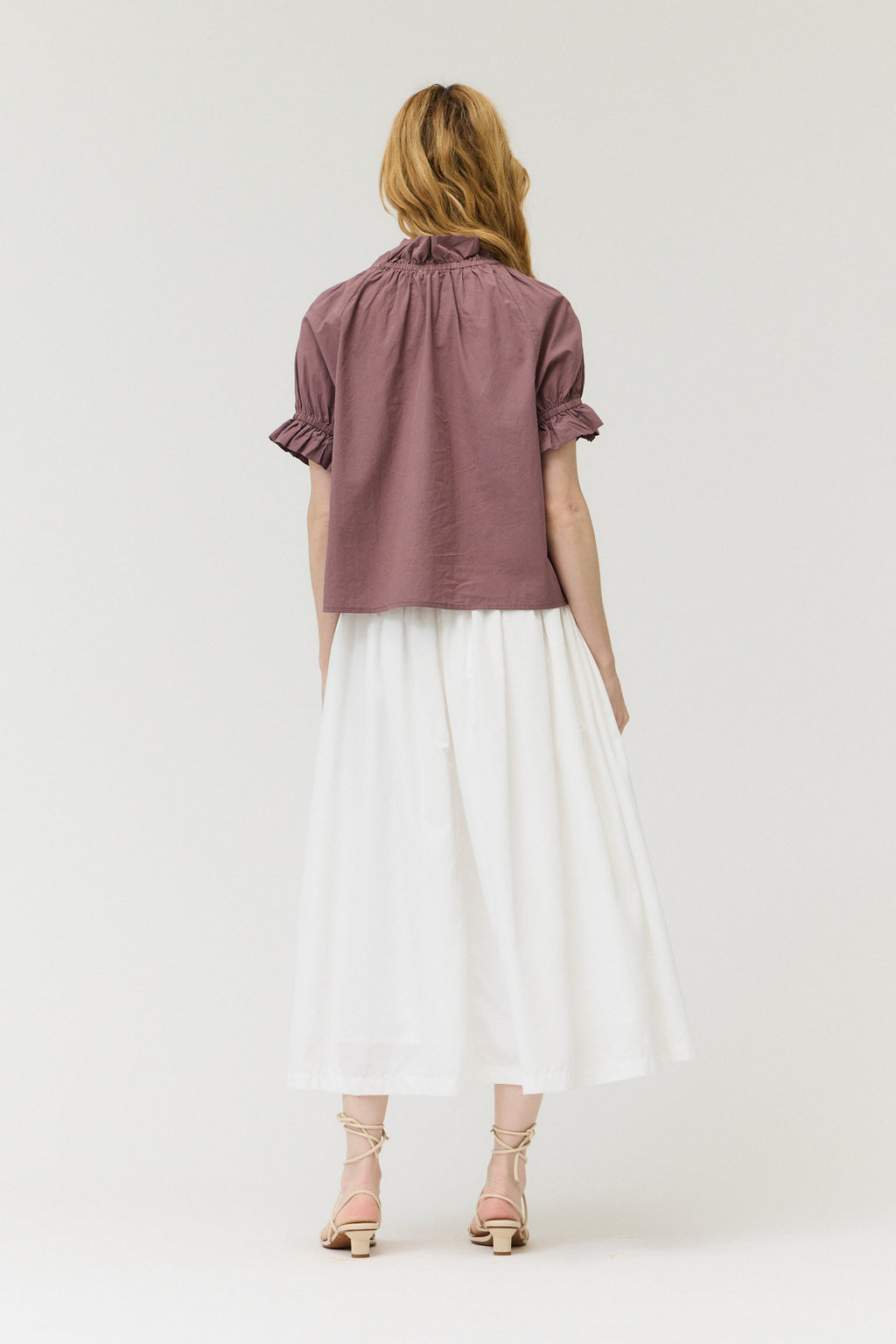 Bubble Sleeve Ruffle Blouse
