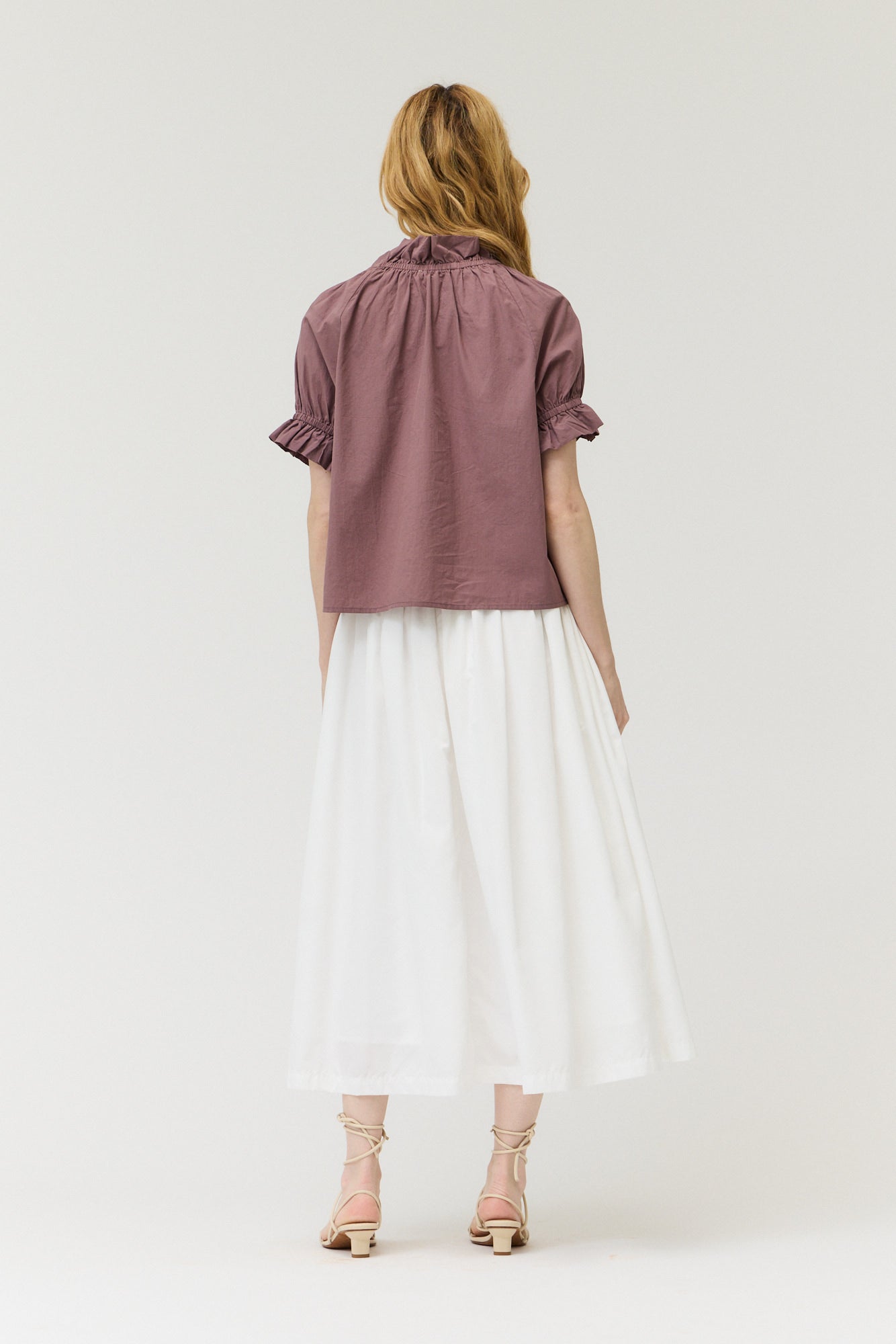 Bubble Sleeve Ruffle Blouse
