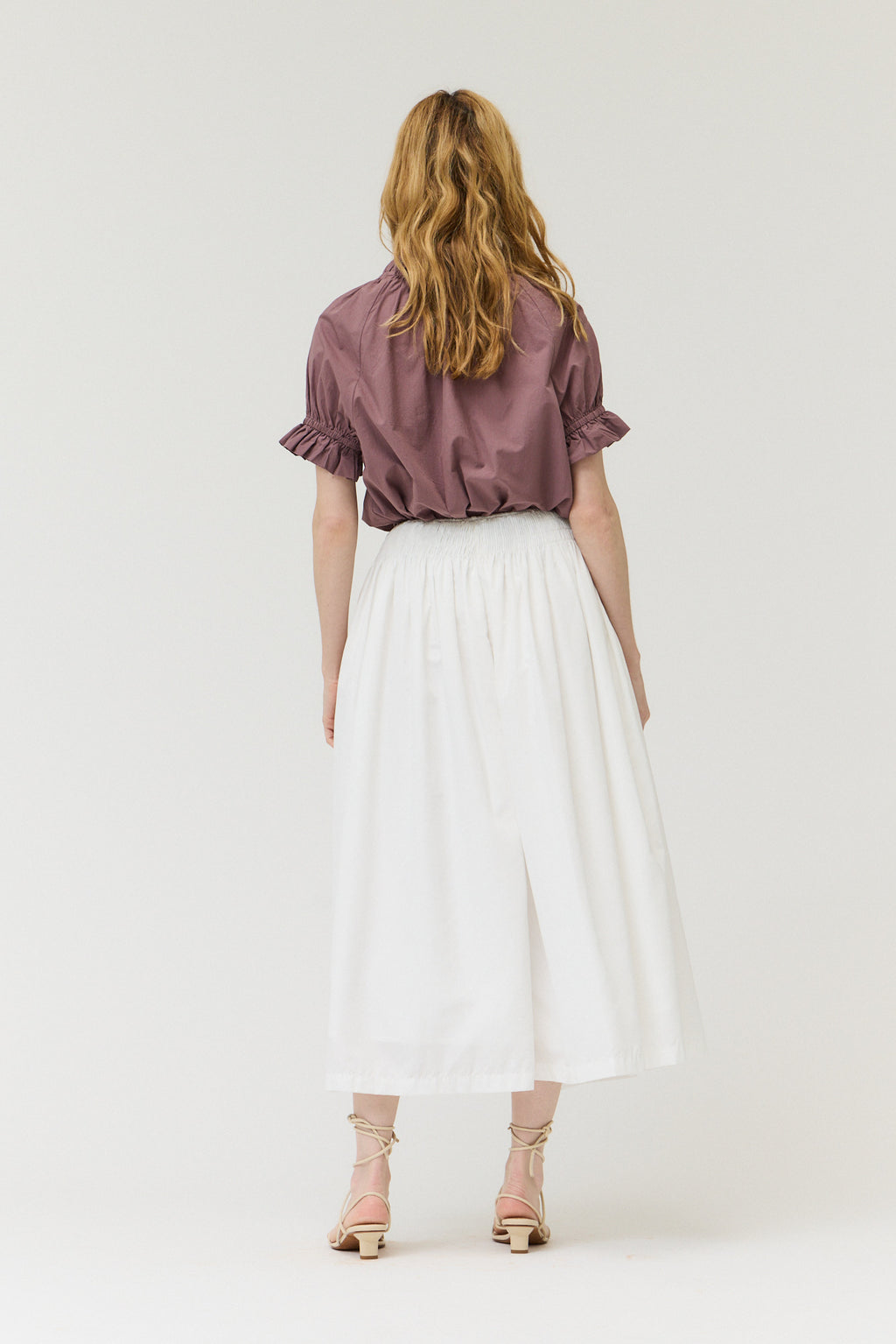 Smocked Waist Midi Skirt