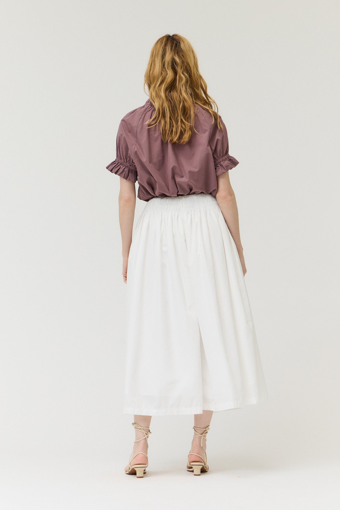 Smocked Waist Midi Skirt