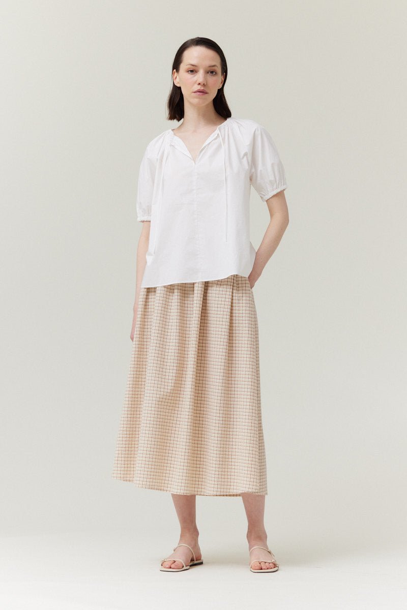Half Sleeve Cotton Blouse in Off White