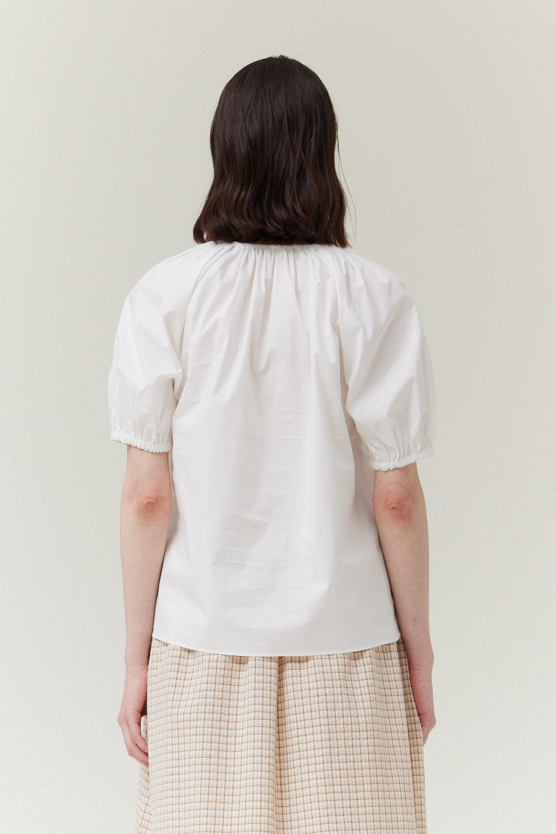 Half Sleeve Cotton Blouse in Off White