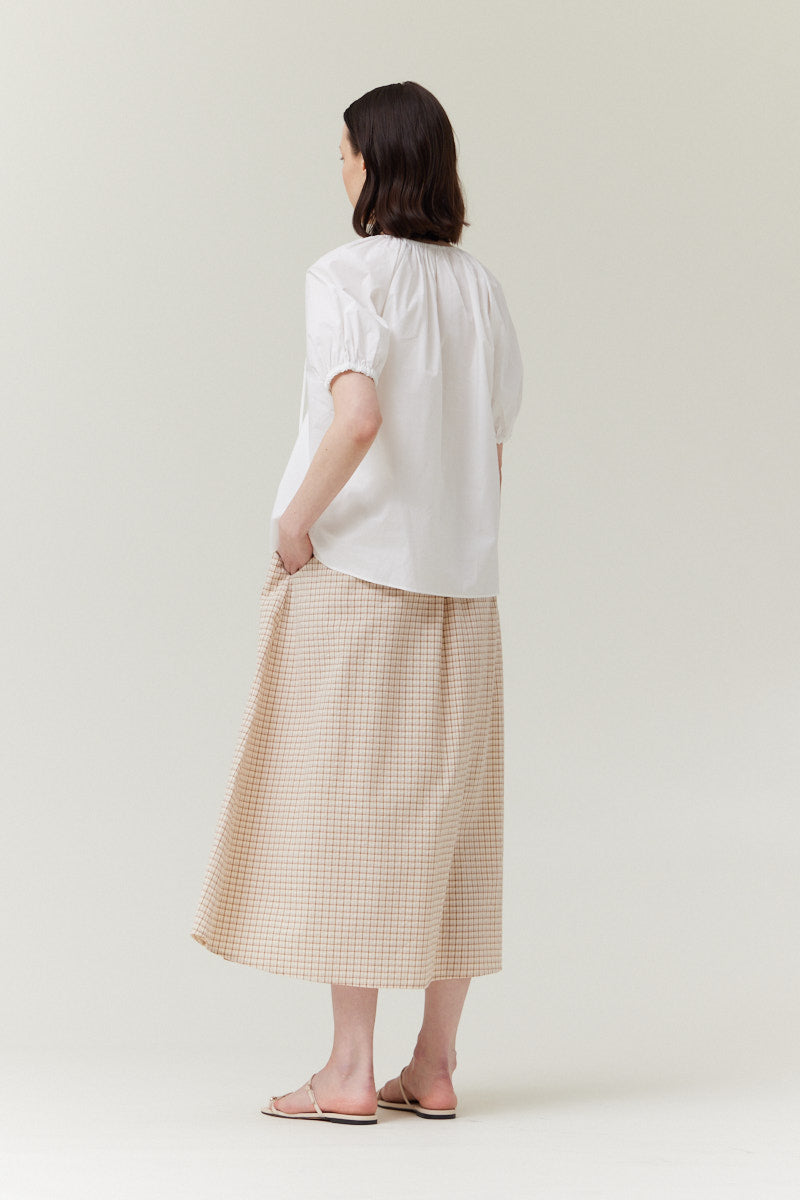 Half Sleeve Cotton Blouse in Off White